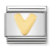 Nomination Composable Classic Link 030101/22 Letter V in 18K Gold